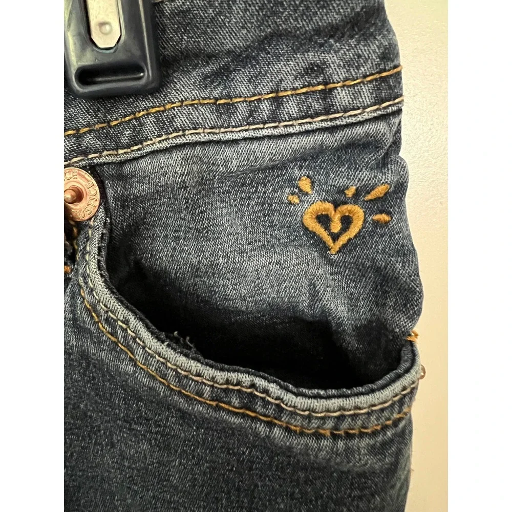 Justice Girls Simply Low Skinny Jeans Dark Wash Denim Rose Gold Hardware Size 7S